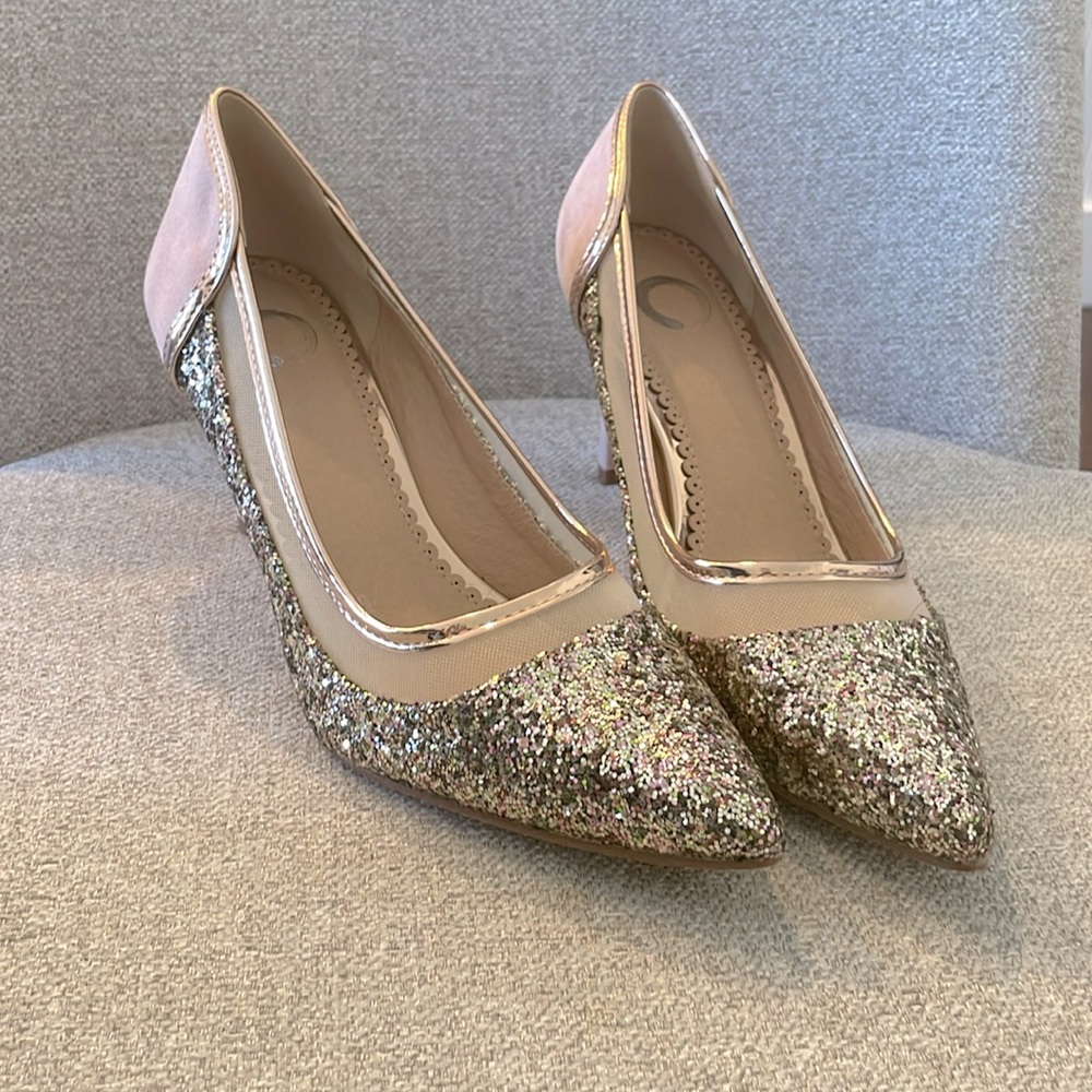 New! Rose gold glitter heels - Journee Collection